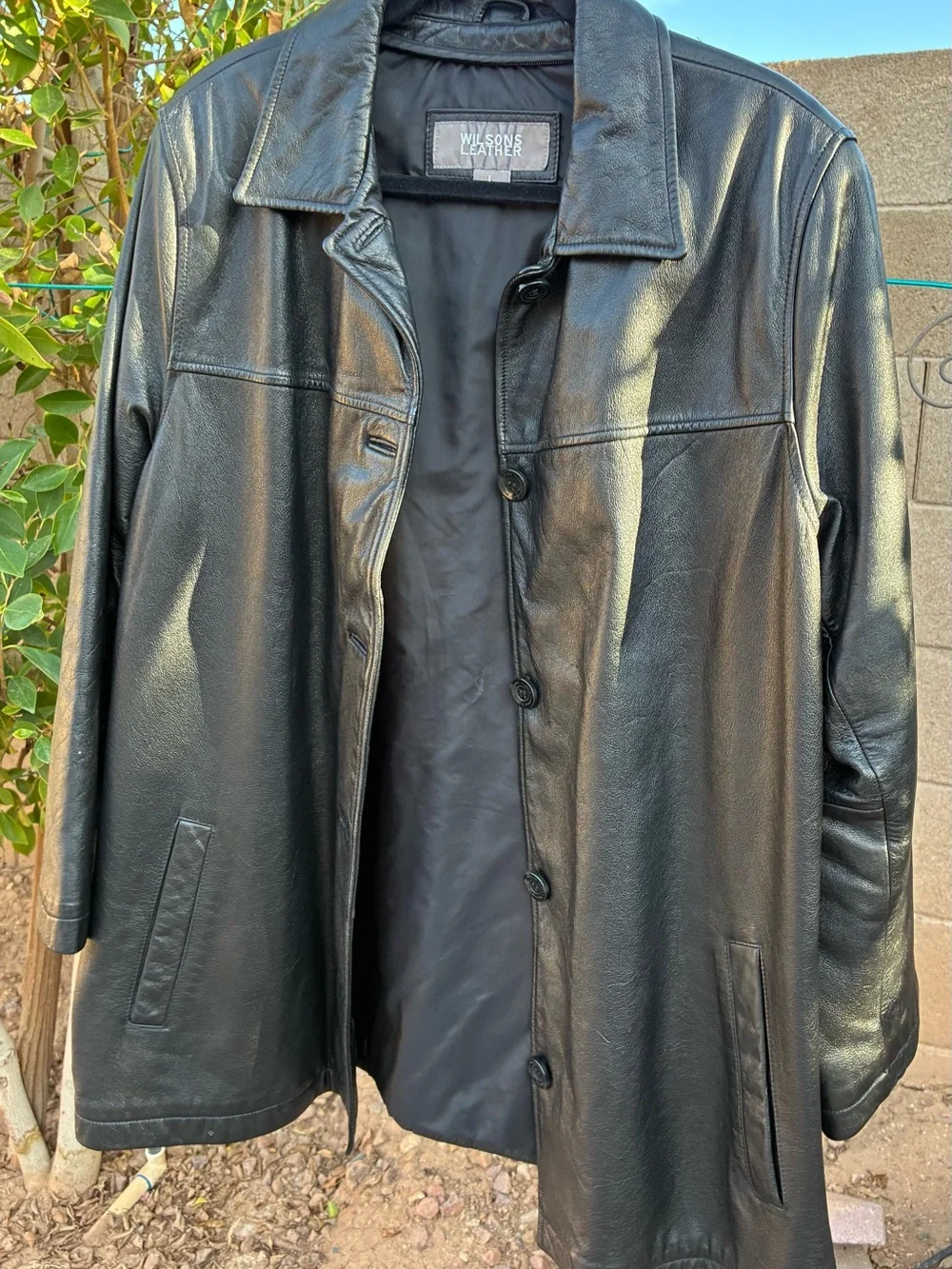 Wilsons Leather Black Men's Leather Car Coat